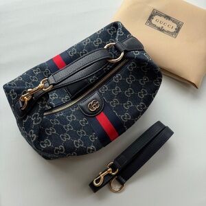 Gucci Black and Red Canvas Shoulder Bag